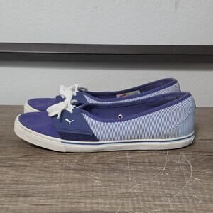 Puma El Ace Ballet Stripes Women's Casual Comfort Flats Shoes Size 7 Blue